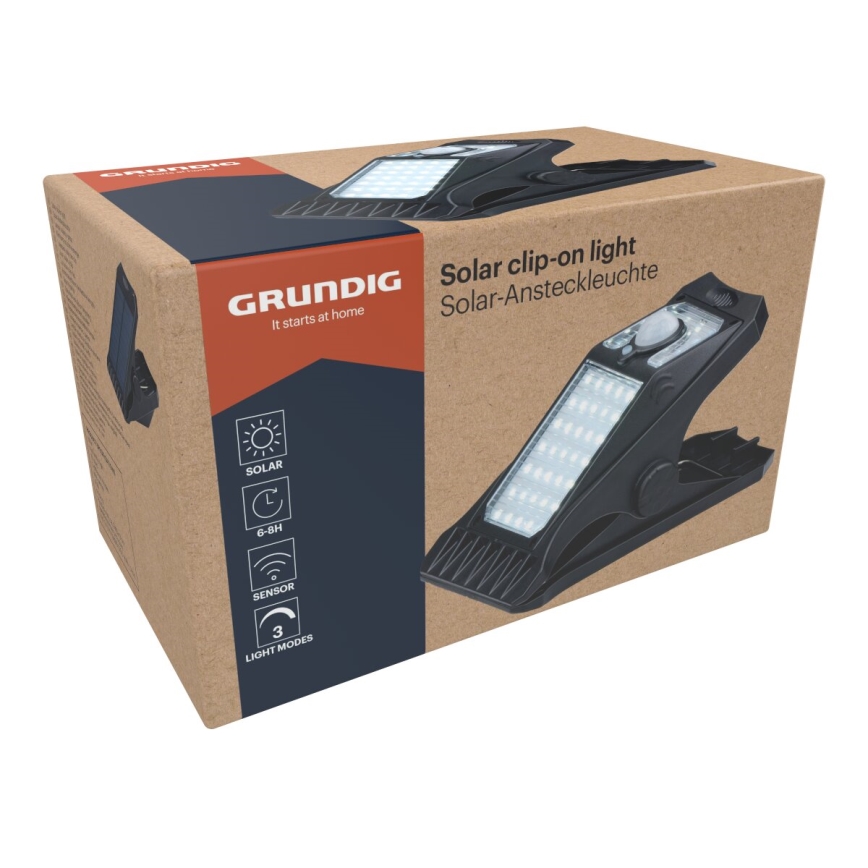 Grundig - LED Solarna lampa sa senzorom CLIP-ON LED/9W/3,7V IP44