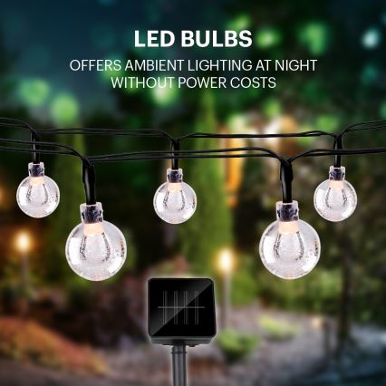 Grundig - LED Solarni lanac 50xLED/8 funkcije 6,9m topla bela