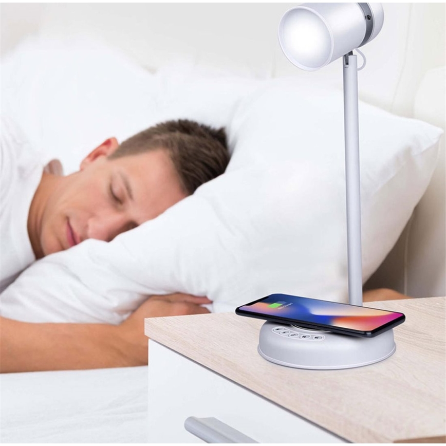 Grundig - LED stona lampa sa bežičnim punjenjem i zvučnikom 3u1 LED/15W/5V