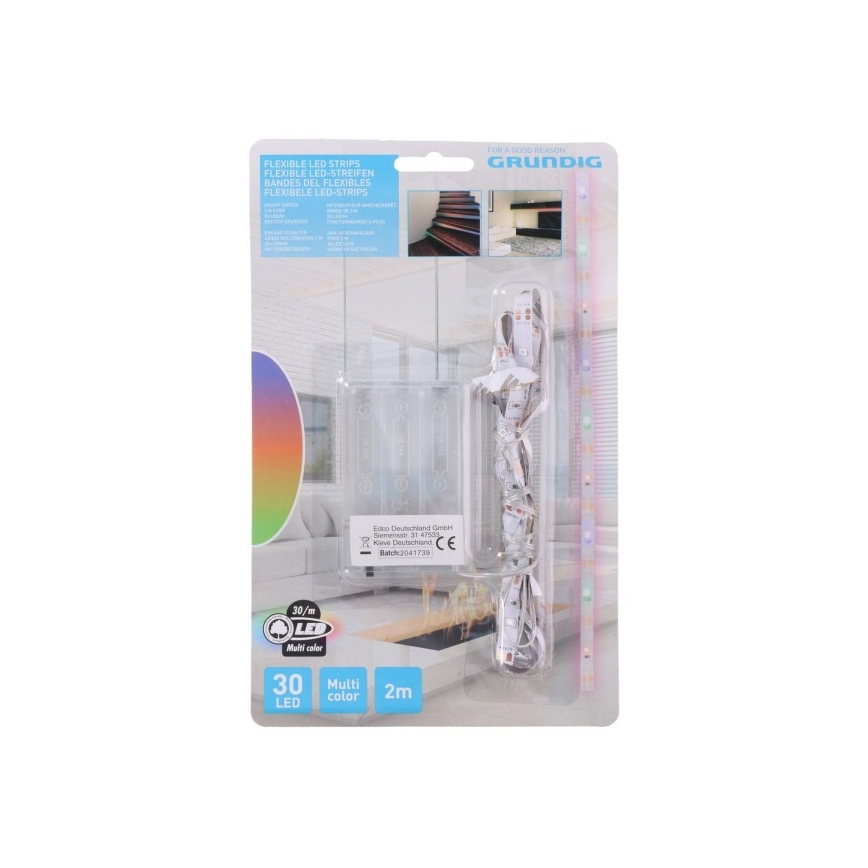 Grundig - LED Traka 2m LED/3xAA šareni