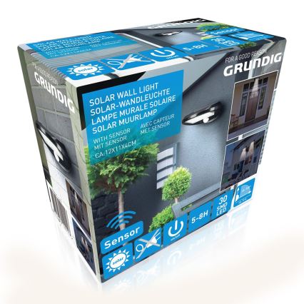 Grundig - Set 2x LED Solarna zidna lampa sa senzorom LED/3,2V