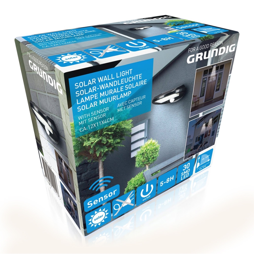 Grundig - Set 2x LED Solarna zidna lampa sa senzorom LED/3,2V