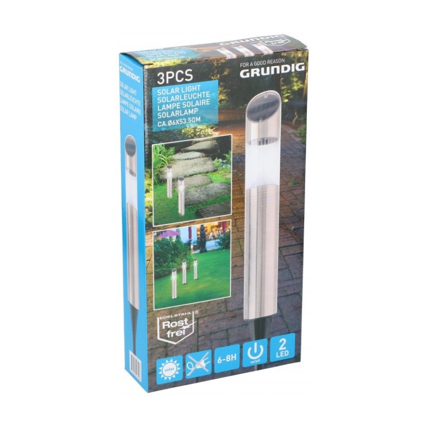 Grundig - Set 3x LED Solarna lampa 2xLED/1,2V