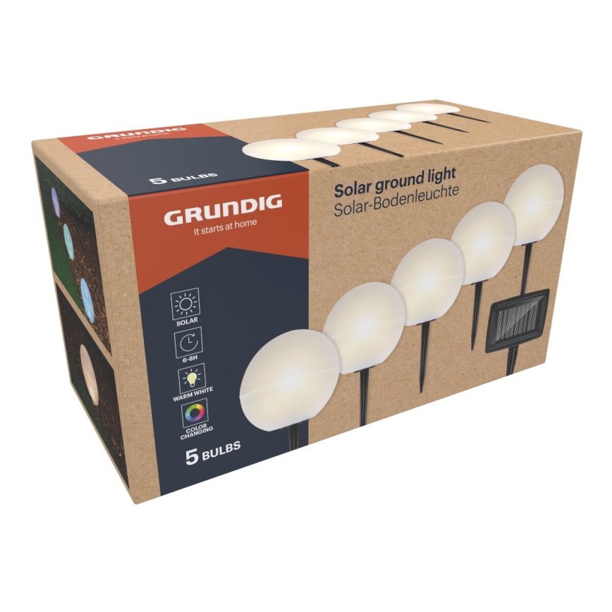Grundig - Set 5x LED RGBW  Solarna lampa LED/3,2V IP44