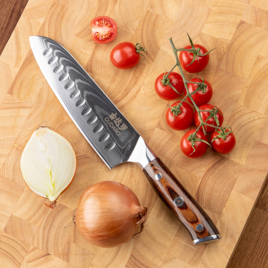 Gudaro - Damaščanski Santoku kuhinjski nož FENG 7,5, 67 slojeva čelika, dužine 18 cm