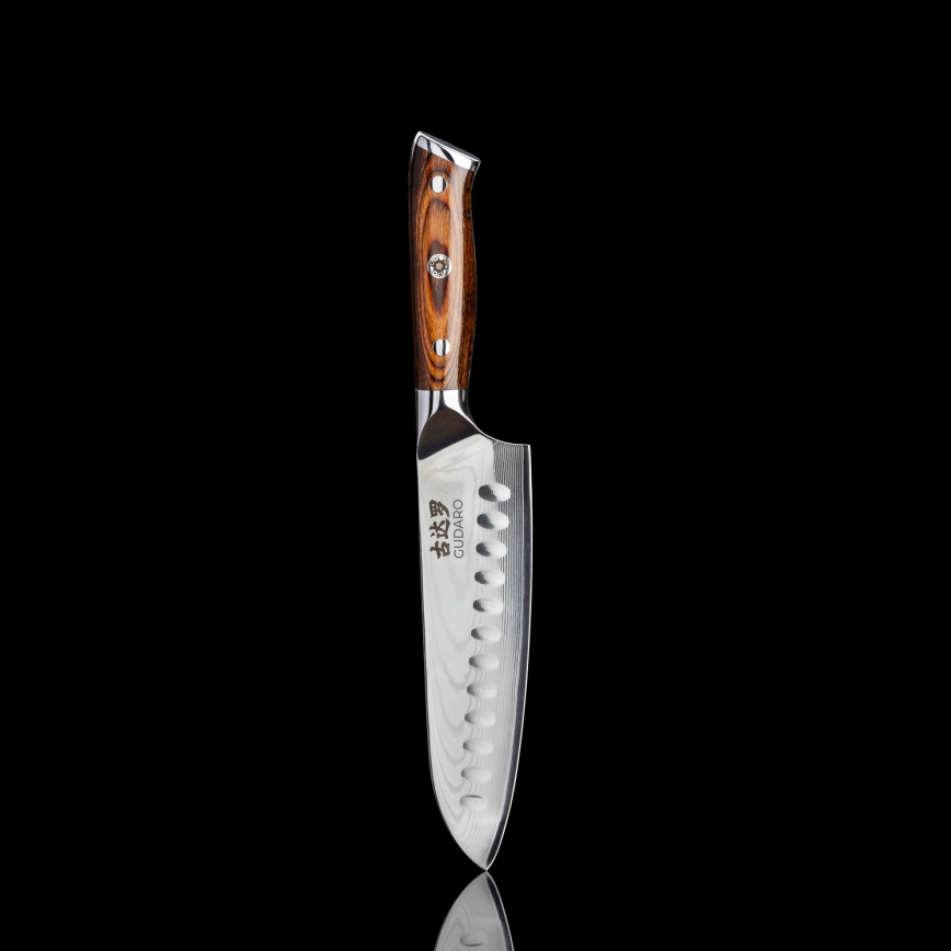 Gudaro - Damaščanski Santoku kuhinjski nož FENG 7,5, 67 slojeva čelika, dužine 18 cm