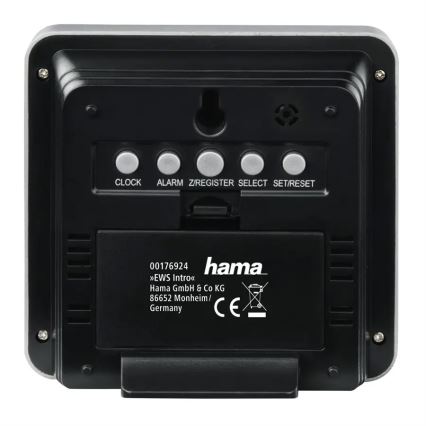 Hama - Meteorološka stanica sa LCD ekranom i budilicom 2xAA + 2xAA crno/sivo