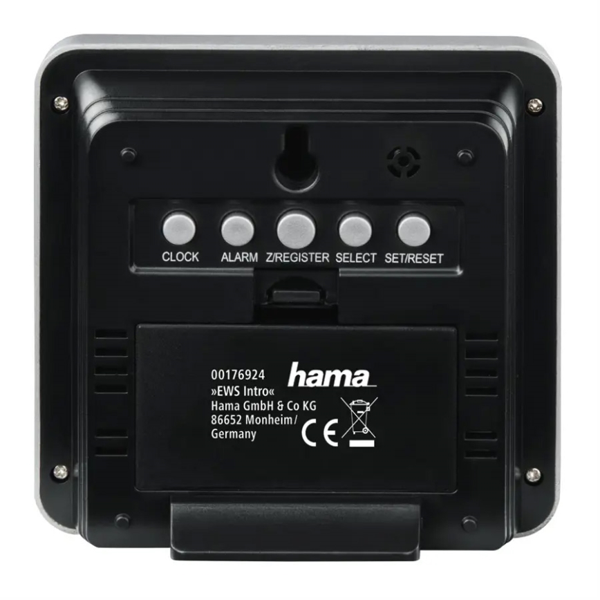 Hama - Meteorološka stanica sa LCD ekranom i budilicom 2xAA + 2xAA crno/sivo