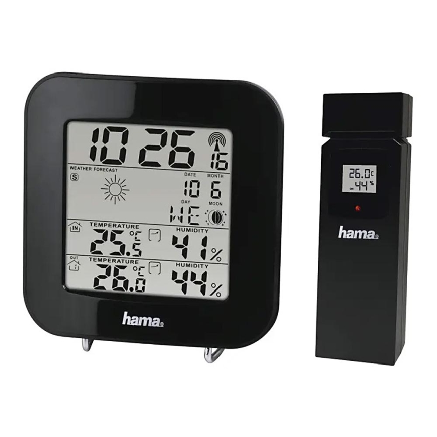 Hama - Meteorološka stanica sa LCD ekranom i budilicom 2xAA + 2xAAA crno