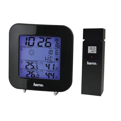Hama - Meteorološka stanica sa LCD ekranom i budilicom 2xAA + 2xAAA crno