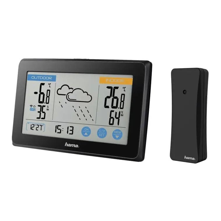 Hama - Meteorološka stanica sa LCD ekranom u boji 3xAAA/2xAAA  crno