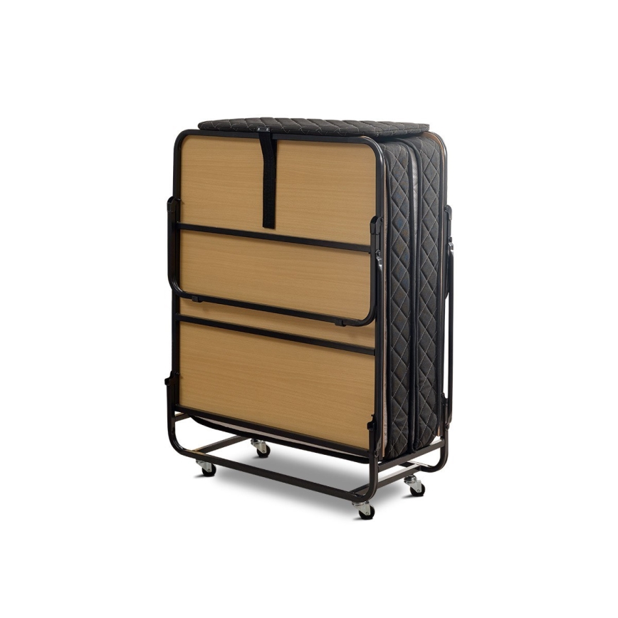 HERON metalni sklopivi jednokrevetni krevet sa dušekom, 90x204 cm, beo