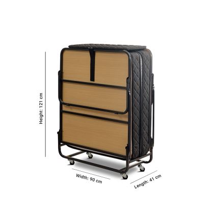 HERON metalni sklopivi jednokrevetni krevet sa dušekom, 90x204 cm, beo