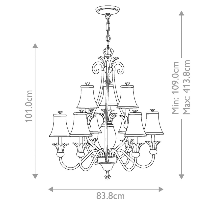 Hinkley - Luster na lancu PLANTATION 10xE14/40W/230V bronzana