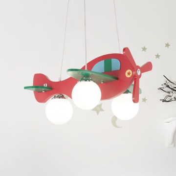 Ideal Lux - Dečiji luster na sajli AVION 3xE27/28W/230V crveno
