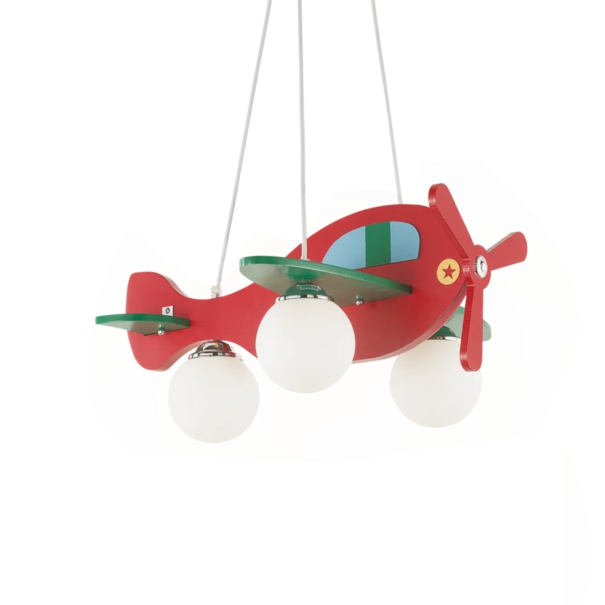 Ideal Lux - Dečiji luster na sajli AVION 3xE27/28W/230V crveno