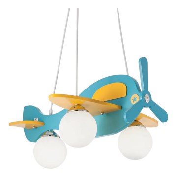 Ideal Lux - Dečiji luster na sajli AVION 3xE27/28W/230V plava