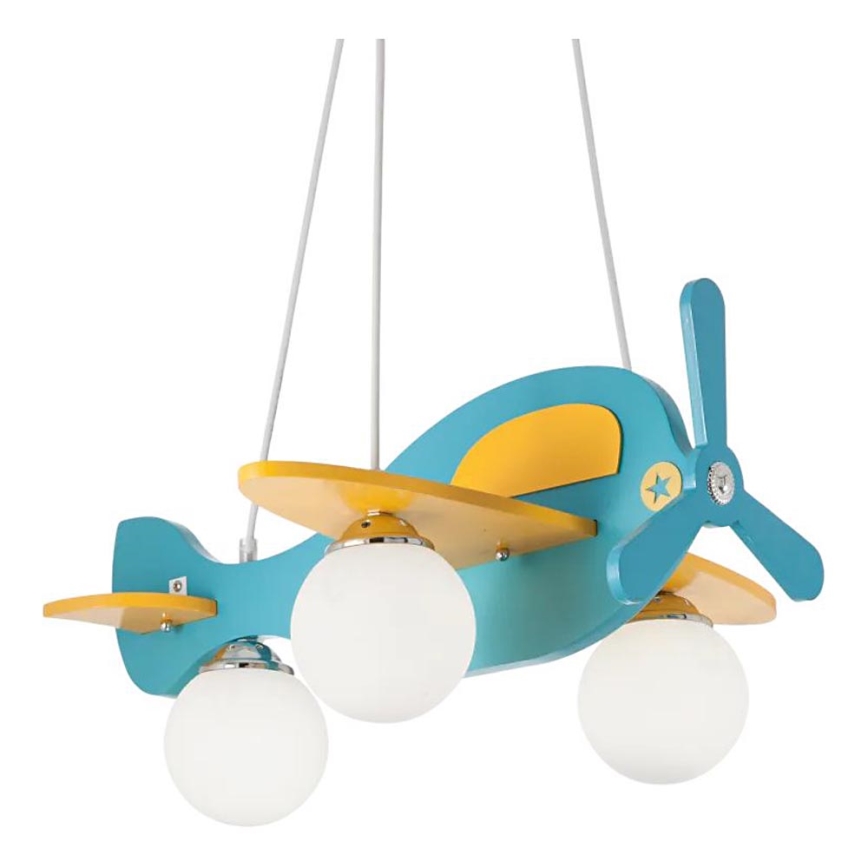 Ideal Lux - Dečiji luster na sajli AVION 3xE27/28W/230V plava