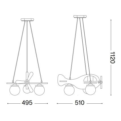 Ideal Lux - Dečiji luster na sajli AVION 3xE27/28W/230V plava
