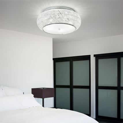 Ideal Lux - Kristalna plafonjera PASHA 6xE14/40W/230V pr. 40 cm sjajni krom