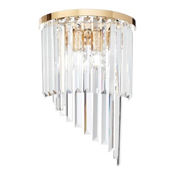 Ideal Lux - Kristalna zidna lampa CARLTON 3xE14/40W/230V zlatna