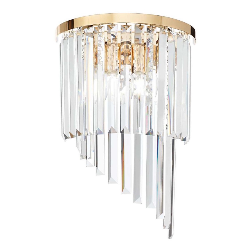 Ideal Lux - Kristalna zidna lampa CARLTON 3xE14/40W/230V zlatna