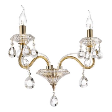 Ideal Lux - Kristalna zidna lampa NEGRESCO 2xE14/28W/230V zlatna