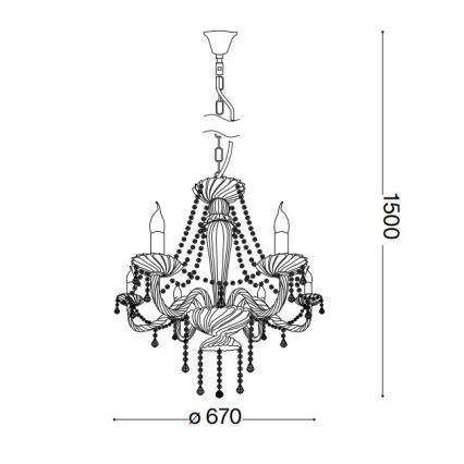 Ideal Lux - Kristalni luster na lancu AMADEUS 6xE14/40W/230V pr. 67 cm prozirna