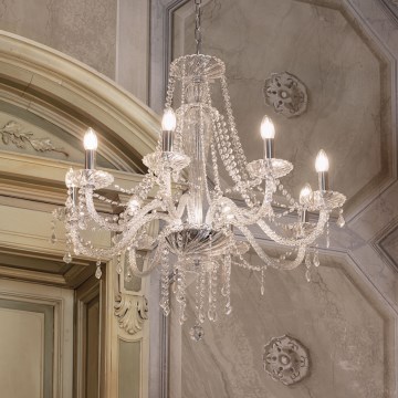 Ideal Lux - Kristalni luster na lancu AMADEUS 8xE14/40W/230V pr. 80 cm prozirna