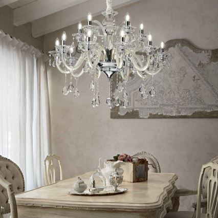 Ideal Lux - Kristalni luster na lancu COLOSSAL 15xE14/40W/230V pr. 95 cm kremasta/sjajni krom