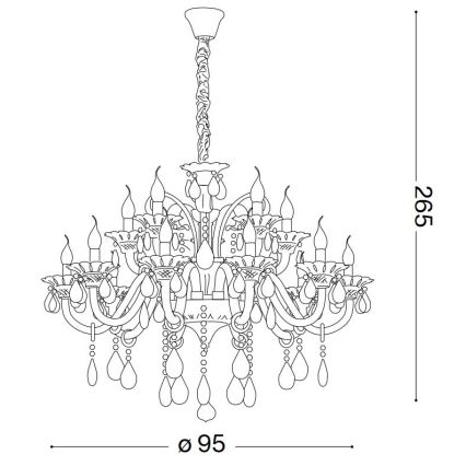 Ideal Lux - Kristalni luster na lancu COLOSSAL 15xE14/40W/230V pr. 95 cm sivo/sjajni krom
