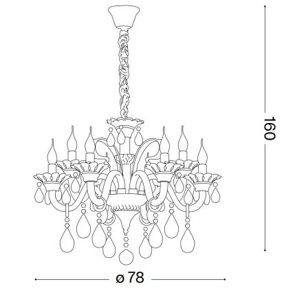 Ideal Lux - Kristalni luster na lancu COLOSSAL 8xE14/40W/230V pr. 78 cm sivo/sjajni krom