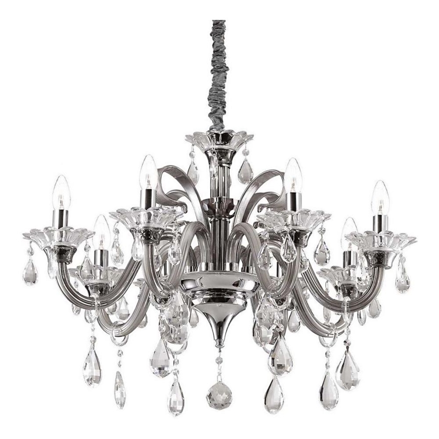 Ideal Lux - Kristalni luster na lancu COLOSSAL 8xE14/40W/230V pr. 78 cm sivo/sjajni krom