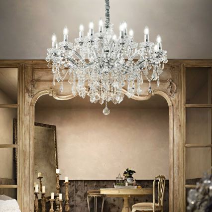 Ideal Lux - Kristalni luster na lancu FLORIAN 18xE14/40W/230V pr. 86 cm prozirna