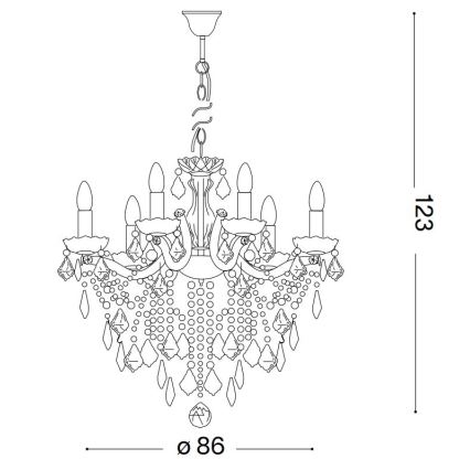 Ideal Lux - Kristalni luster na lancu FLORIAN 18xE14/40W/230V pr. 86 cm prozirna