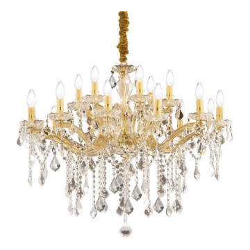 Ideal Lux - Kristalni luster na lancu FLORIAN 18xE14/40W/230V pr. 86 cm zlatna