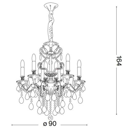Ideal Lux - Kristalni luster na lancu GIOCONDA 12xE14/40W/230V pr. 90 cm zlatna