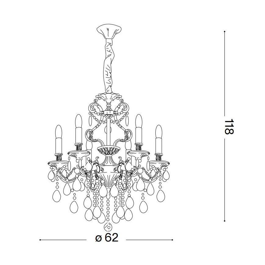 Ideal Lux - Kristalni luster na lancu GIOCONDA 6xE14/40W/230V pr. 62 cm zlatna