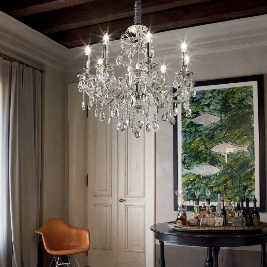 Ideal Lux - Kristalni luster na lancu GIOCONDA 8xE14/40W/230V pr. 73 cm srebrno