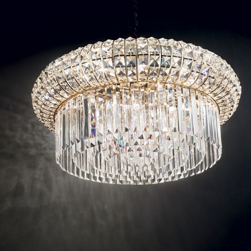 Ideal Lux - Kristalni luster na lancu NABUCCO 12xE14/40W/230V pr. 60 cm zlatna