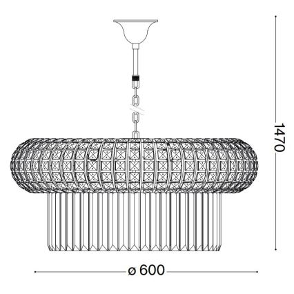 Ideal Lux - Kristalni luster na lancu NABUCCO 12xE14/40W/230V pr. 60 cm zlatna