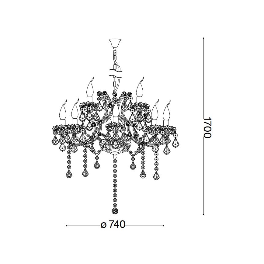 Ideal Lux - Kristalni luster na lancu NAPOLEON 12xE14/40W/230V pr. 74 cm sjajni krom