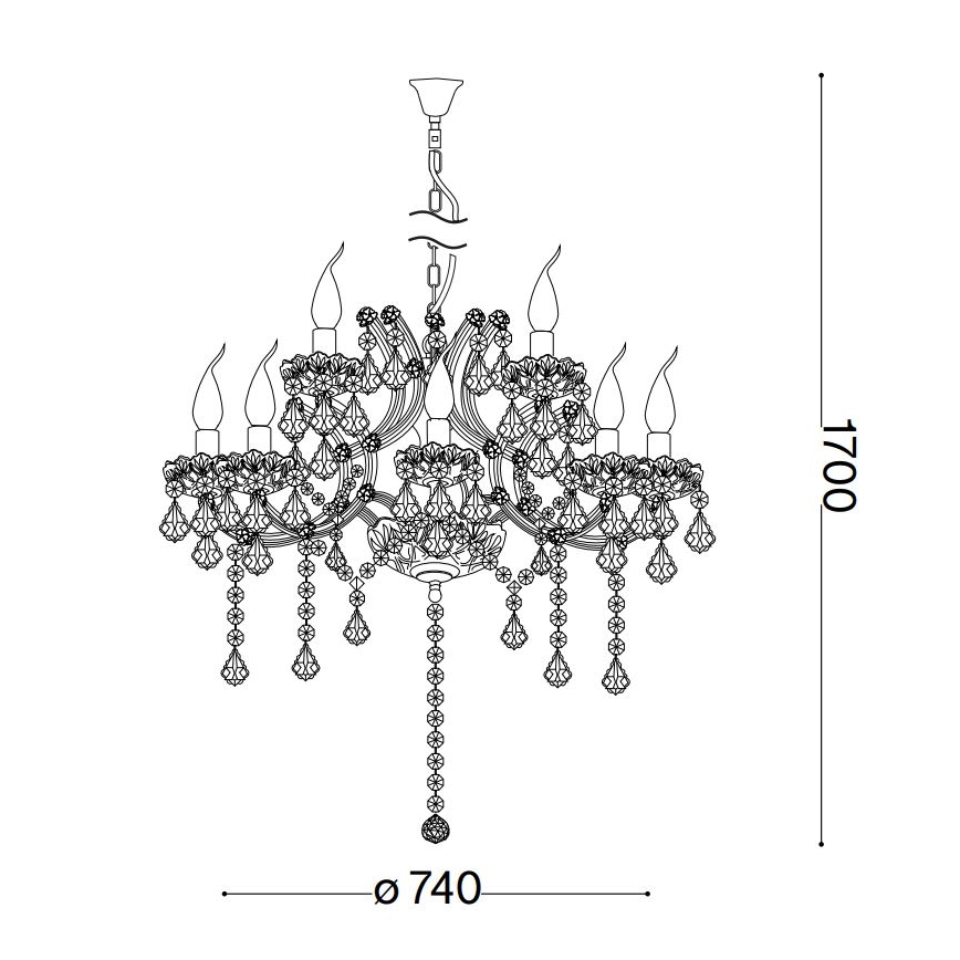 Ideal Lux - Kristalni luster na lancu NAPOLEON 12xE14/40W/230V pr. 74 cm zlatna