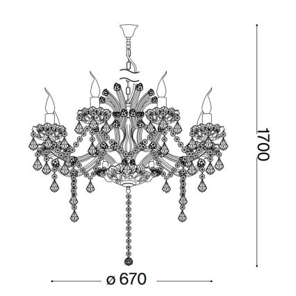 Ideal Lux - Kristalni luster na lancu NAPOLEON 8xE14/40W/230V pr. 67 cm krom