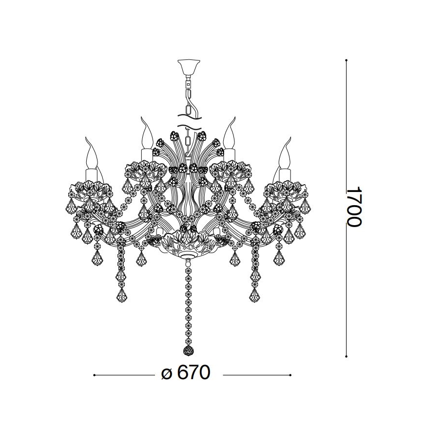 Ideal Lux - Kristalni luster na lancu NAPOLEON 8xE14/40W/230V pr. 67 cm krom