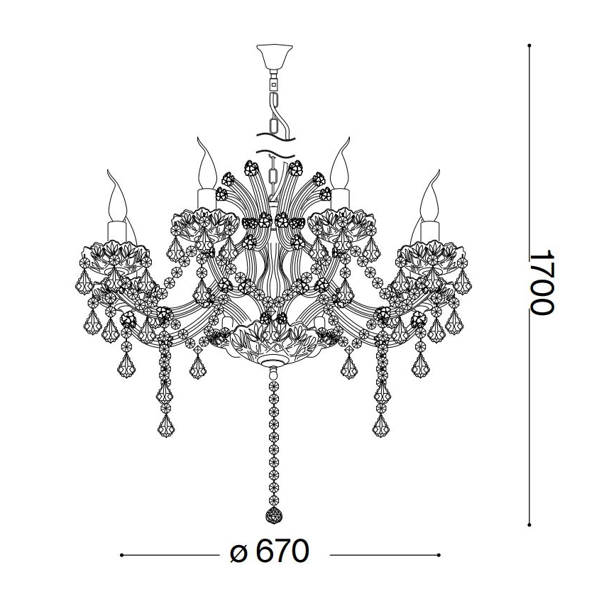 Ideal Lux - Kristalni luster na lancu NAPOLEON 8xE14/40W/230V pr. 67 cm zlatna