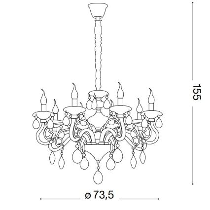 Ideal Lux - Kristalni luster na lancu NEGRESCO 8xE14/40W/230V pr. 73,5 cm prozirna