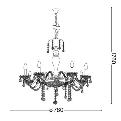 Ideal Lux - Kristalni luster na lancu ROSE 8xE14/40W/230V pr. 78 cm bež