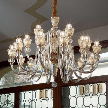 Ideal Lux - Kristalni luster na lancu STRAUSS 18xE14/40W/230V pr. 85 cm mesing
