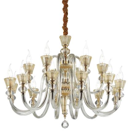 Ideal Lux - Kristalni luster na lancu STRAUSS 18xE14/40W/230V pr. 85 cm mesing